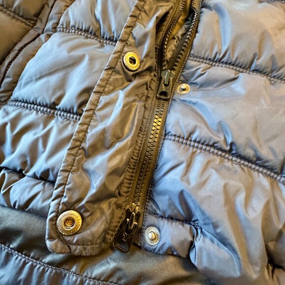 American Eagle Puffer Coat Navy Med Faux Fur Trimmed Detachable Hood - Picture 4 of 12